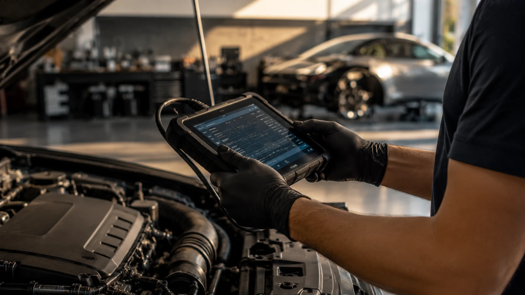 Professionelle Automotive-Arbeitsumgebung als Symbolbild für diese Position